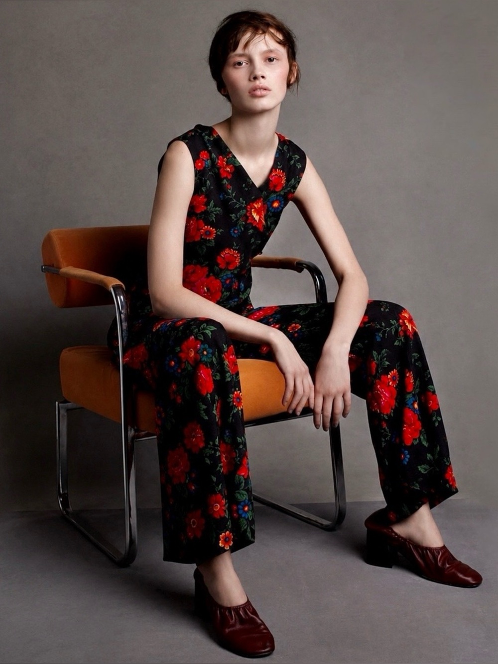 CÉLINE FLORAL PRINTED SLEEVELESS JUMPSUIT BY PHOEBE PHILO